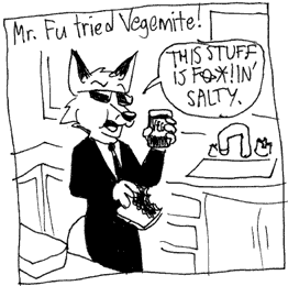 Fig. 3: Fu tries Vegemite!